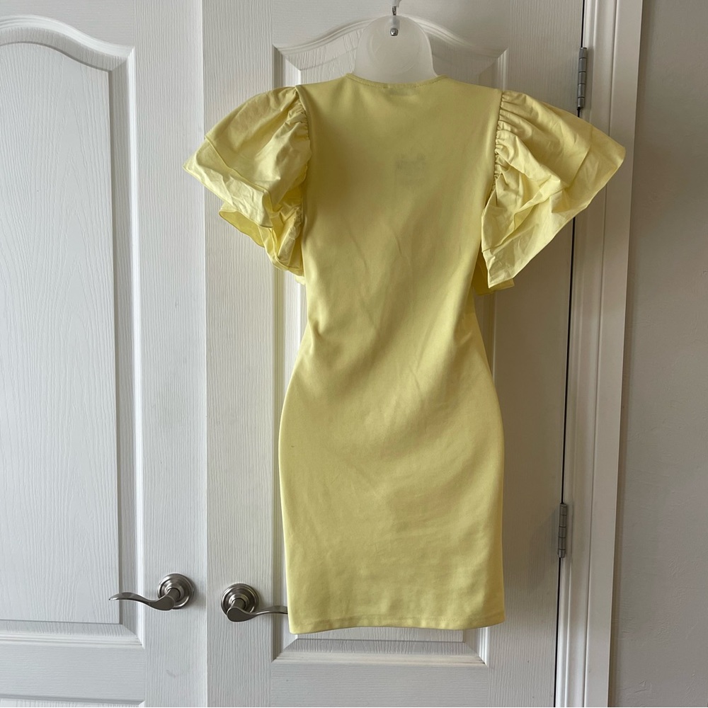 Zara Yellow Ruffle Mini Dress - Picture 6 of 8